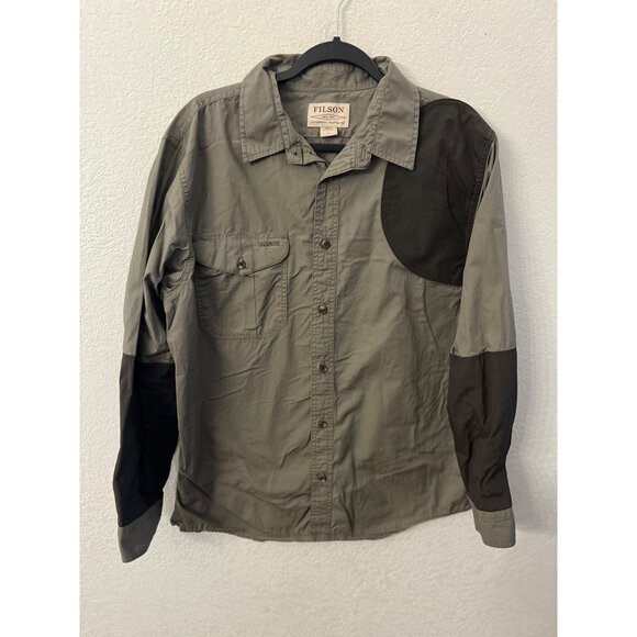 Filson Mens Lightweight Button-Down Shirt Gray & Black Long Sleeve Outdoor Wear - Picture 1 of 5